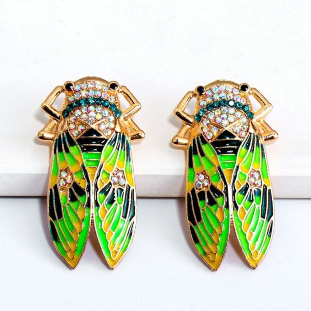Anthropologie Vibrant Gold and Lime Earrings